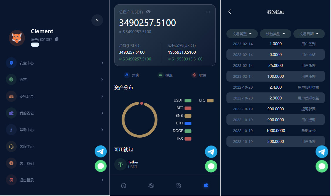 五国语言BTC虚拟币质押投资理财系统源码测试图5